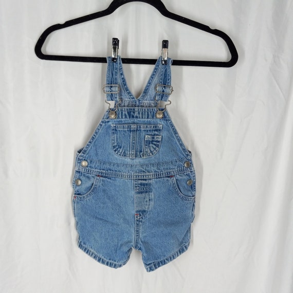 Vintage 90s / Y2k GAP Denim Overall Shorts Bibs D… - image 1