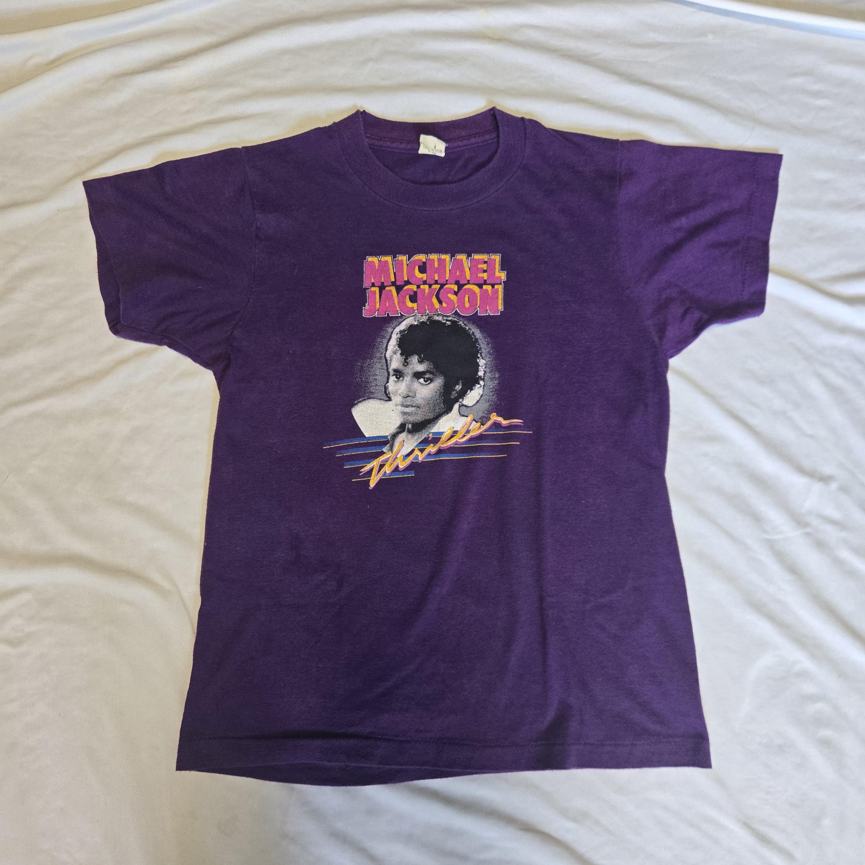 Vintage 80s Michael Jackson Thriller Purple Graphic Tee Made in