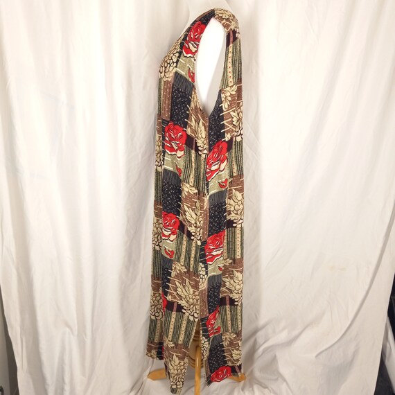 90s Floral Patchwork Maxi Dress - Red Brown Boho … - image 4