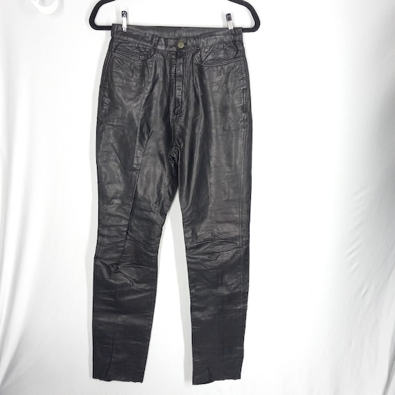 Ladies vintage 1990s black leather pants Mode Spe… - image 1