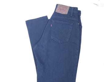 Vintage LEVIS 551 Jeans: 90s Relaxed Tapered Leg, Dark Green Denim