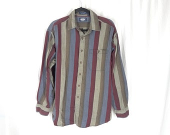 Mens Vintage Striped Button Down Long Sleeve Shirt Knights Bridge for Men Cotton 90s Shirt