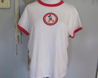 Vintage 90s MICKEY MOUSE Ringer Tee Retro Mickey Tshirt Disney Red And White Follow My Adventures Disney Mickey Mouse Shirt Short Sleeve