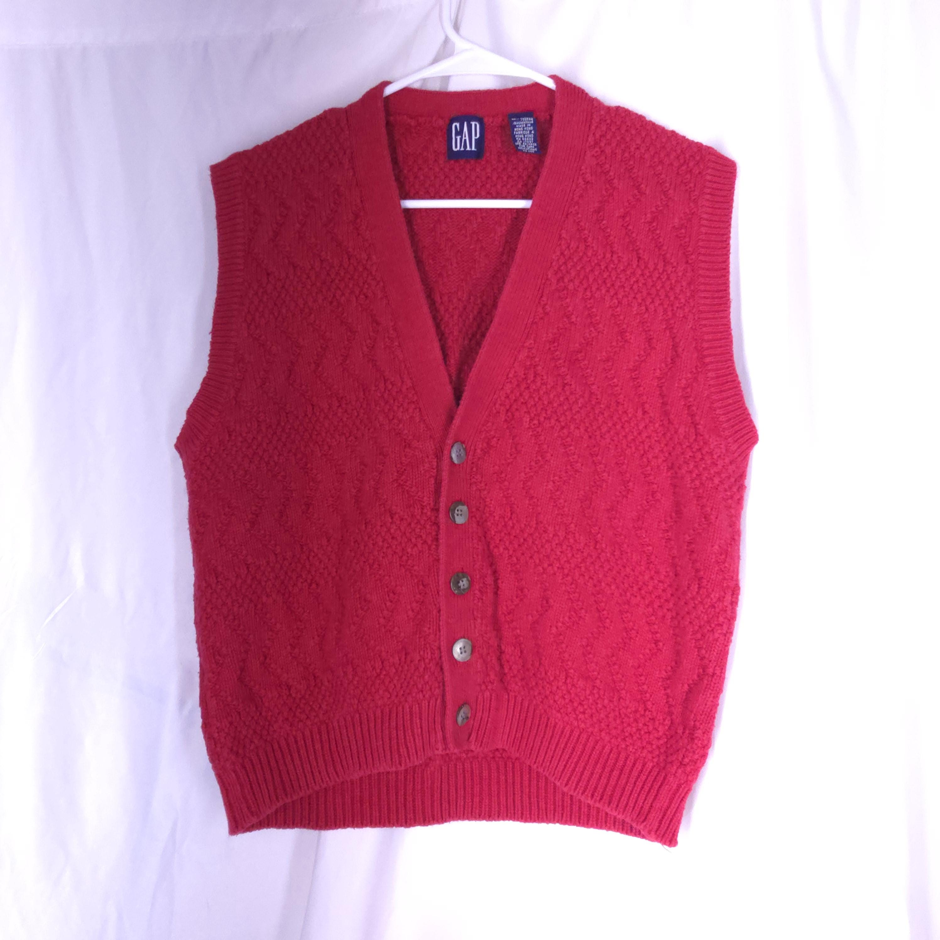 トップス old gap knit vest red Womens Vintage Red Knit Gap Sweater Vest Top - Etsy