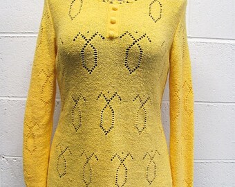 Vintage 70s Yellow Knit Sweater