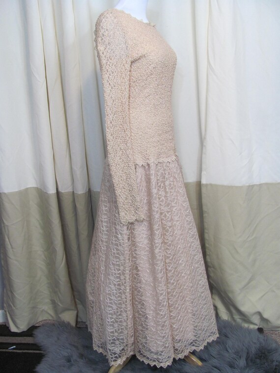 Gorgeous Vintage Retro Pink Lace Formal Dress PRO… - image 9