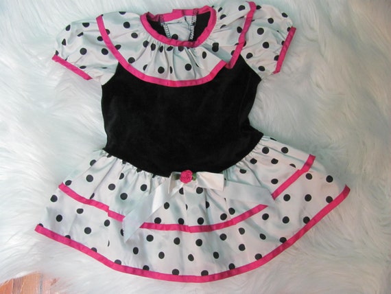 Baby Girl Toddler Vintage 90s Party Dress / Black… - image 1