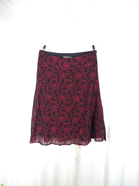 Vintage 1990s y2k red and black floral abstract de