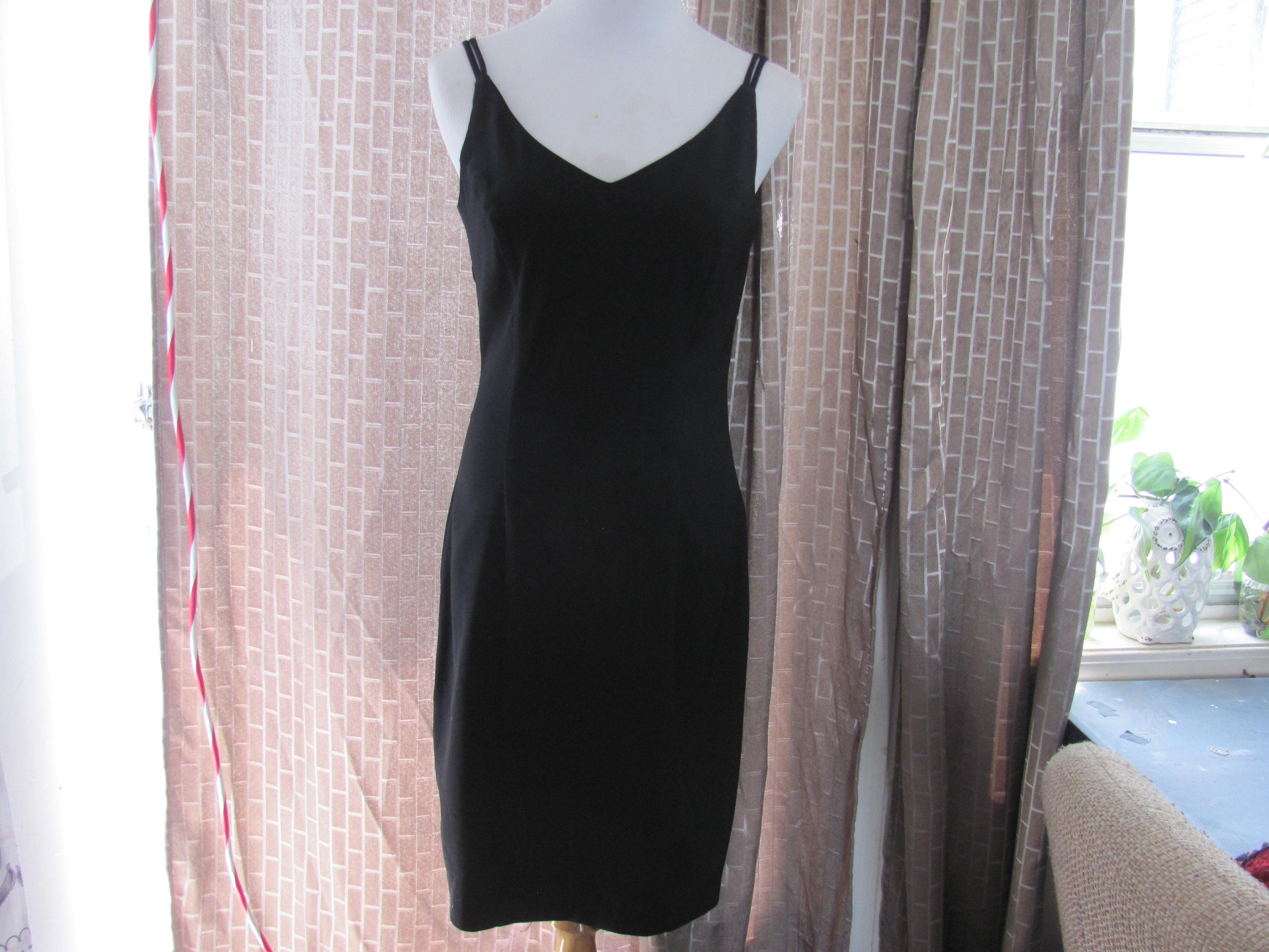 90s black spaghetti strap dress Vintage Prom Dresses 90s Mermaid Spaghetti Strap Black Tie With Layers –  RubyFashionDress main image 1