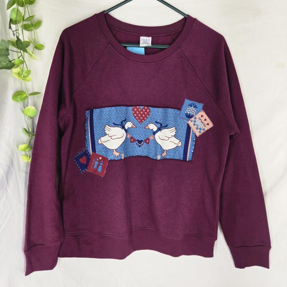 Upcycled Cottagecore Patchwork GOOSE sweatshirt N… - image 1