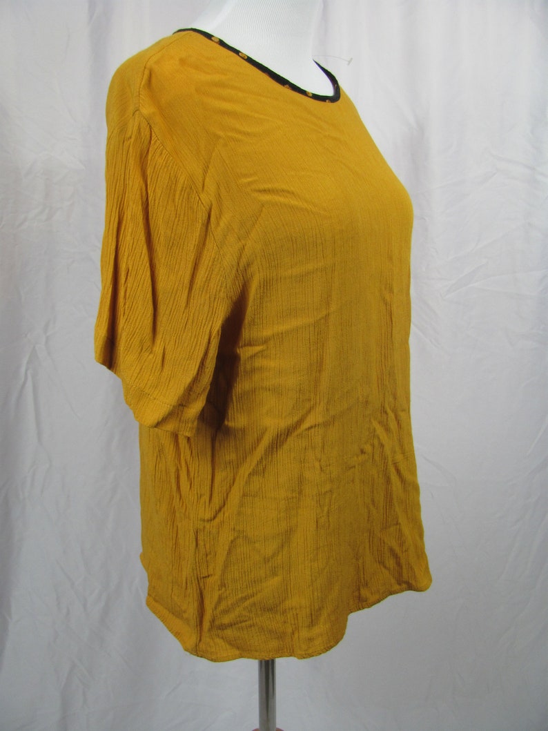 Cute Vintage Womens Mustard Yellow Blouse Top