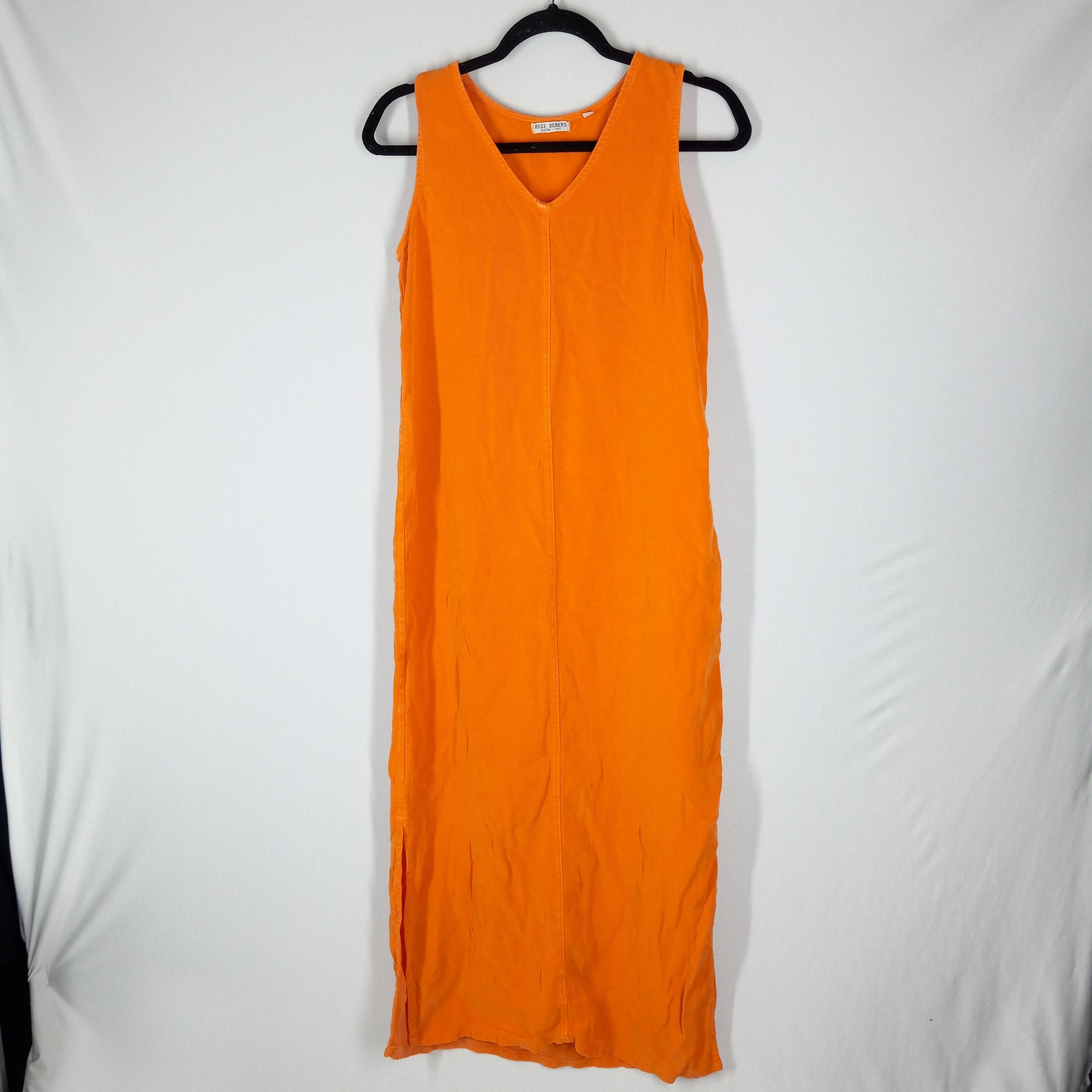 Vintage 1990s Bright Orange Hand Dyed Ribbed Long Maxi Jumper Dress Russ Berens Malibu Vintage 1990s Bright Orange Hand Dyed Ribbed Long Maxi Jumper Dress Russ Berens Malibu