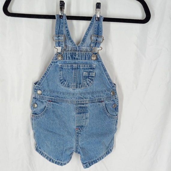 Vintage 90s / Y2k GAP Denim Overall Shorts Bibs D… - image 2