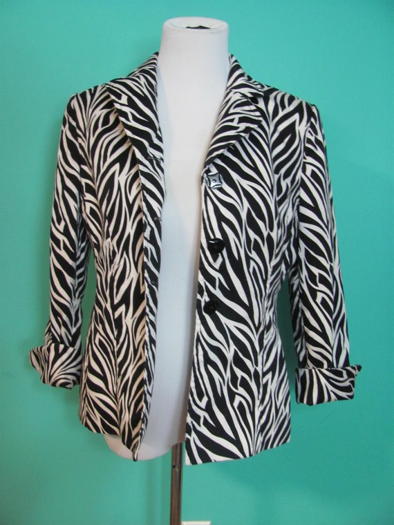 Womens Vintage 90s ZEBRA Print Blazer Jacket / An… - image 5