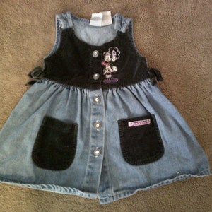 Vintage 90s Denim and Velvet Mickey and Minnie Mouse Jumper Dress Overalls  Button up Jean Dress Disney Mickey & Co Toddler Dress Pinafore - Etsy