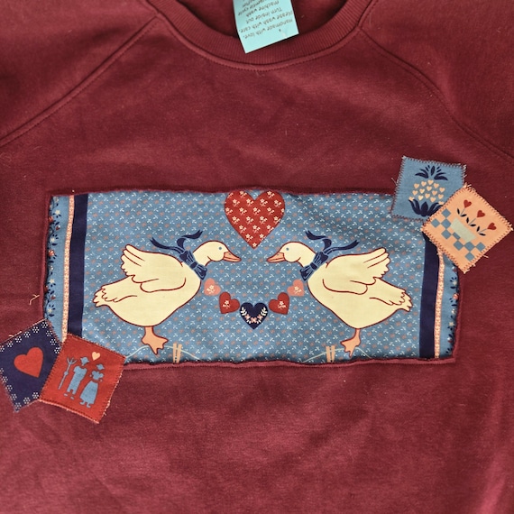 Upcycled Cottagecore Patchwork GOOSE sweatshirt N… - image 8
