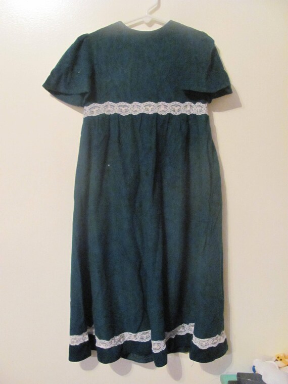 Vintage Girls Long Soft Green and Lace Maxi Dress - image 1