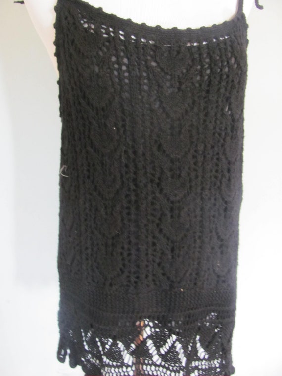 Vintage 90s Black Crochet Boho Top Tank Top Spagh… - image 4