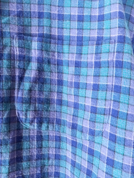 Upcycled Vintage Purple blue Plaid Cotton Flannel… - image 7