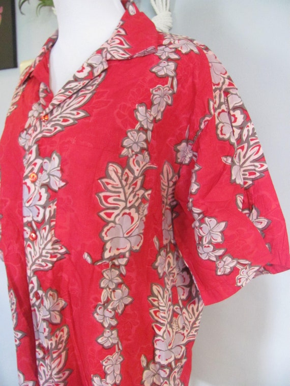 Vintage 90s Tropical Floral Hawaiian Island Beach… - image 3