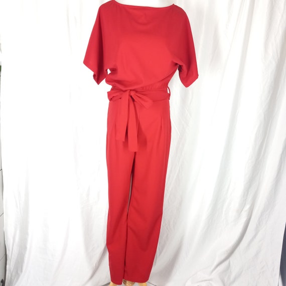 Vintage 1990s Retro Red Jumpsuit Pantsuit Romper … - image 1