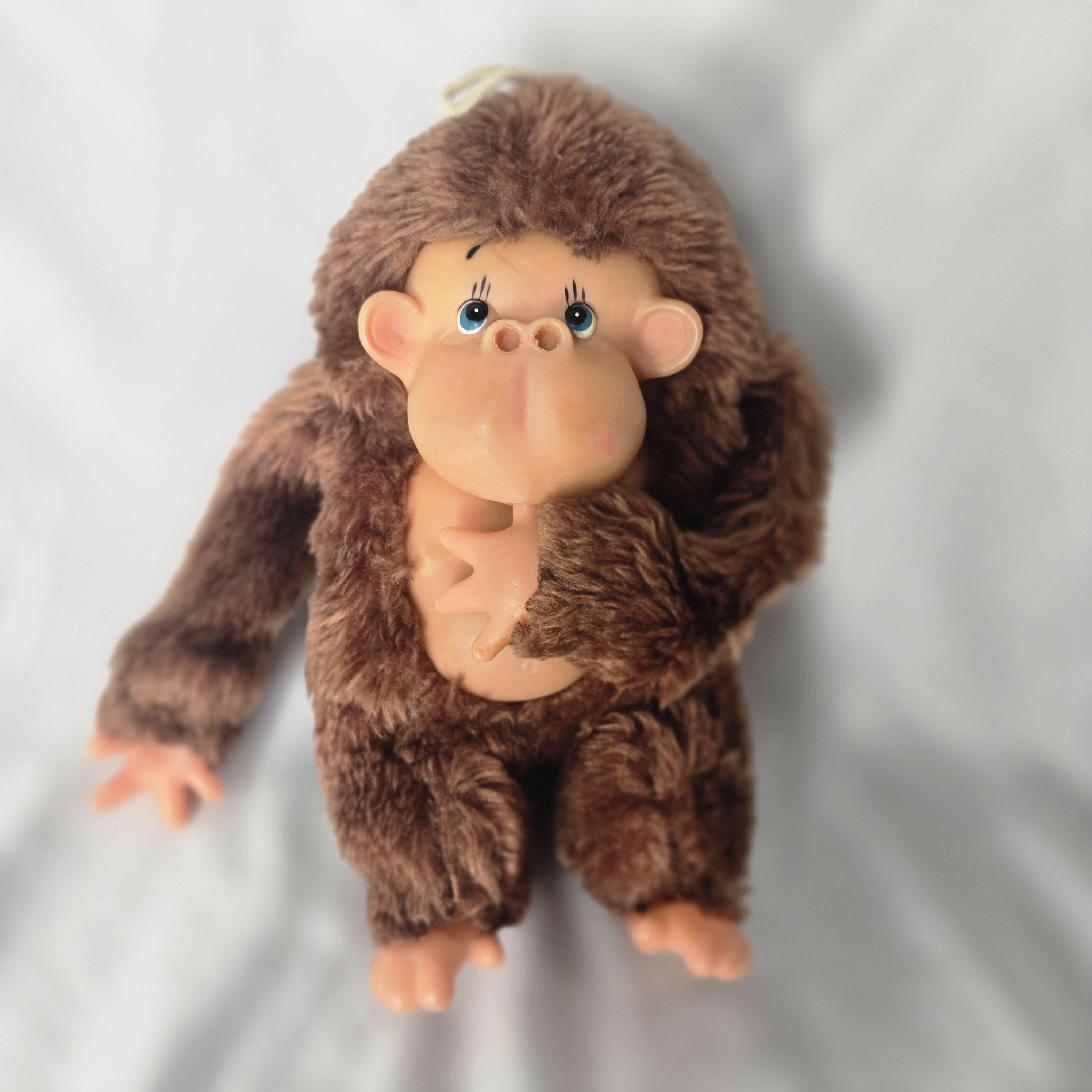 1970 Kamar Furry 1970s Ape Baby Chan, 8950, Sitting, Brown, Monkey, Soft, Plush, Doll main image 0