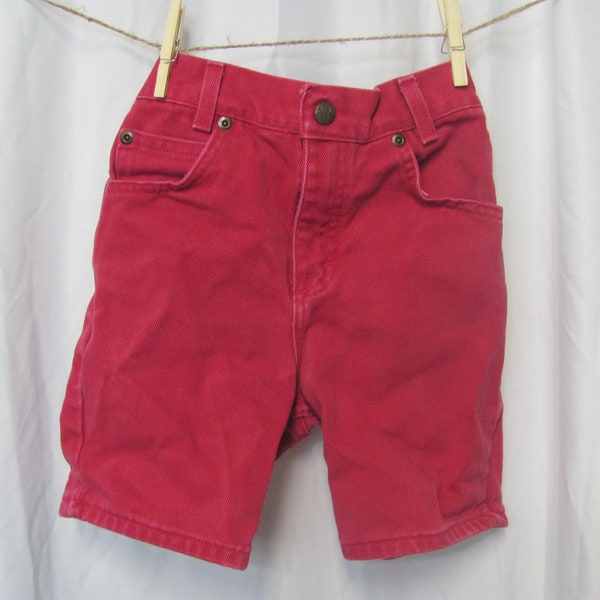Girls Vintage 90s PINK Denim High Waist Shorts / Pink Jean Shorts / Long Shorts / Girls Shorts / Dark Pink / 90s Denim