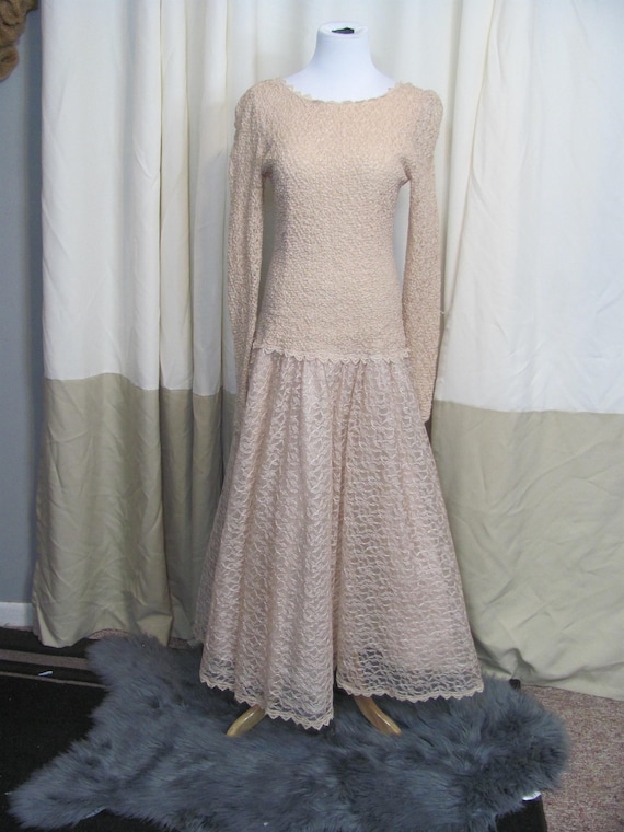 Gorgeous Vintage Retro Pink Lace Formal Dress PRO… - image 1