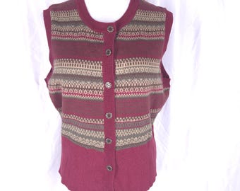 Womens vintage 1990s button down knit sweater vest sleeveless top