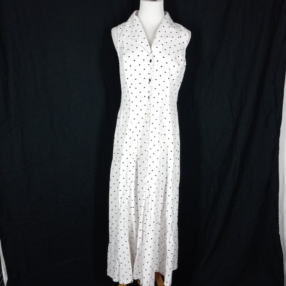 Vintage 90s Y2K White and Black Polka Dot Cross B… - image 1