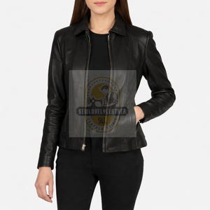 Handmade Women's Genuine Sheep Leather Jacket, Colette Style Slim Fit, Minimalist Zip Up Coat