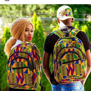 Kitenge & Leather Backpack | African Print Backpack | Handmade Ankara Bag | Stylish Travel Backpack | Unique School Bag | Gift for Her/Him