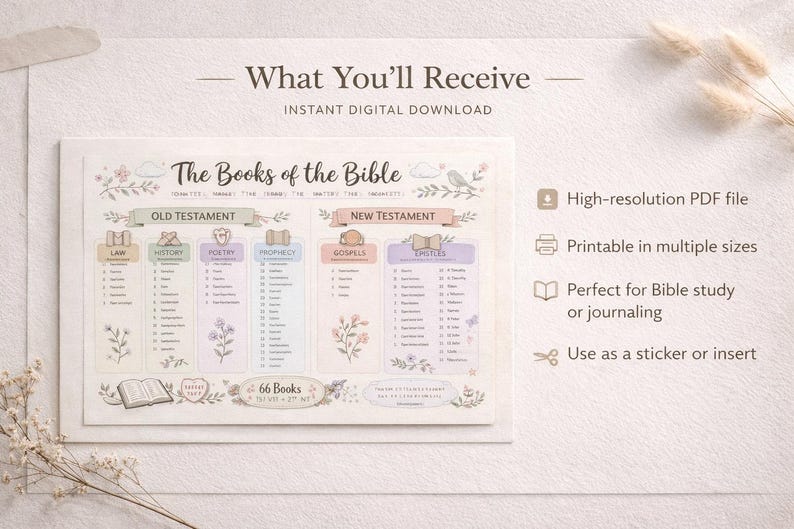 Books of the Bible Chart | Christian Study Guide (PNG PDF Download) - Etsy
