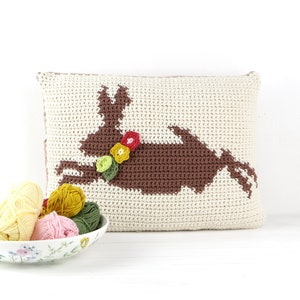 Haas gehaakt kussen, Graphghan haakpatroon, Intarsia haak, kussen haakpatroon, konijn kussen, patronen voor haken, paashaak