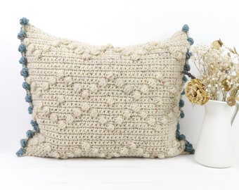 Cushion Crochet Pattern, Bobble Pillow, Chunky Knit, Winter Warmer, Rectangle Shape, Country Style, Farmhouse, Modern Decor, Autumn Fall