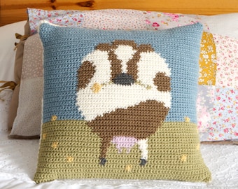 Farm Animal, Crochet Pillows, Picture Crochet, Cow Pillow, Cow Cushion, Crochet Patterns, Animal Pillow, Farmhouse Decor, Farmhouse Style