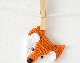 Fox Crochet Pattern, Woodland Badge, Crochet Jewelry, Hunting Brooch, Birthday Gift, Fantastic Mr Fox, Baby Applique, Jewellery Pattern