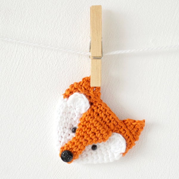 Fox Crochet Pattern, Woodland Badge, Crochet Jewelry, Hunting Brooch, Birthday Gift, Fantastic Mr Fox, Baby Applique, Jewellery Pattern