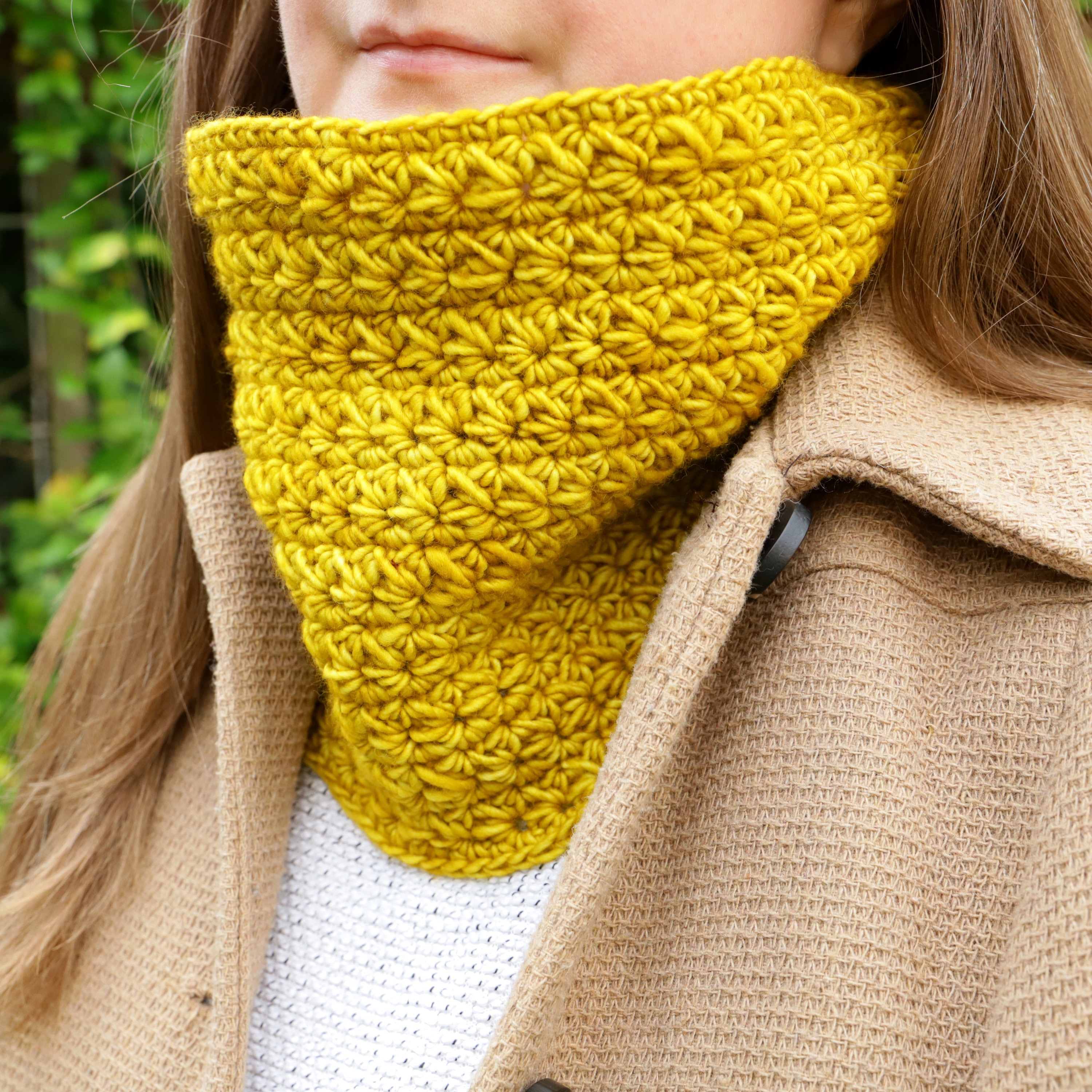30 Crochet Scarf Ideas: Stylish Patterns for Skinny, Chunky, Cowl, and Wrap Looks 12 Mustard Cowl and Scarf Pattern