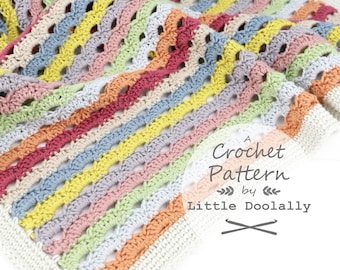 Blanket Crochet Pattern, Rainbow Blanket By Little Doolally, Easy Crochet, Lap Blanket, Baby Blanket, Afghan, Chair Throw, Bed Cover Pattern