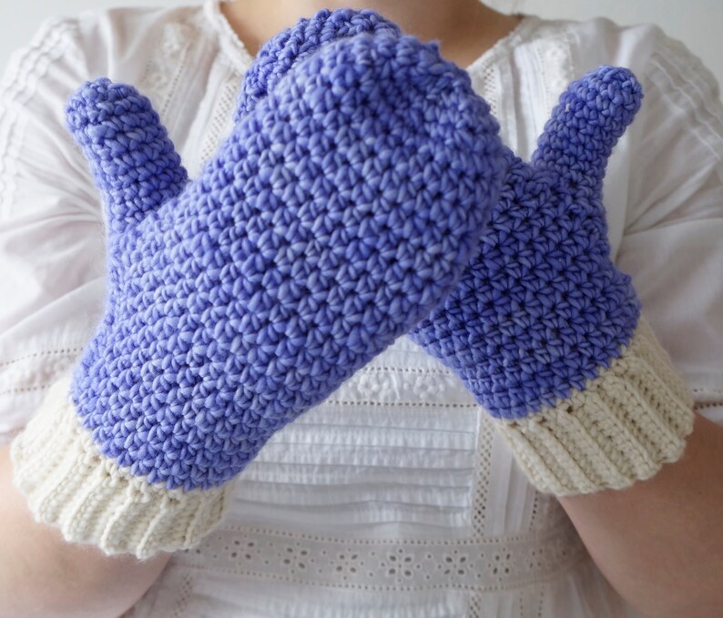 Periwinkle Mits Crochet Pattern PDF Mitten Winter Gloves Written Tutorial Warm Woolens image 3