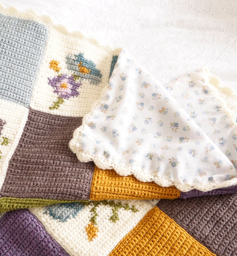 Afghan Crochet Pattern Bed Throw Patchwork Blanket Intarsia Etsy