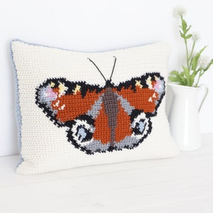 Butterfly Crochet Pattern, Cushion Crochet, Pillow Pattern, Rust Cushion, Wildlife Crochet, Nature Decor, Woodland Animal, Insect Crochet