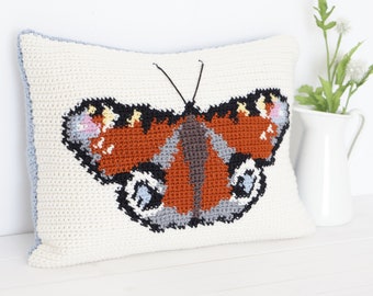 Butterfly Crochet Pattern, Cushion Crochet, Pillow Pattern, Rust Cushion, Wildlife Crochet, Nature Decor, Woodland Animal, Insect Crochet