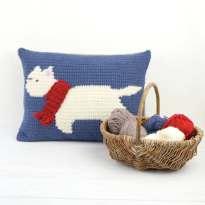 Dog Crochet Pattern, Crochet Pillow Pattern, Pattern for Crochet, West Highland Terrier, Crochet Dog, Dog Lover, Dog Pillow, Crochet Cushion image 1