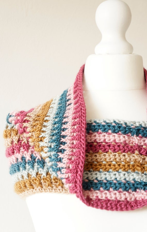 Crochet Cowl Pattern, Neck Warmer, Crochet Pattern, Crochet Scarf, Striped Cowl, Winter Crochet, Fall Crochet, Easy Cowl, Warm Cowl, Neck