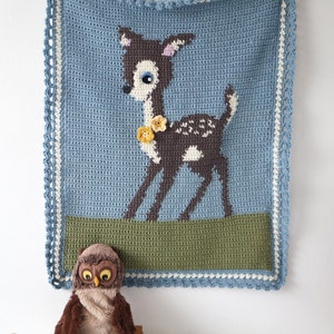 Deer Crochet Blanket, Baby Afghan Pattern, Woodland Theme, Nature Decor, Newborn Throw, Crib Blankie, Newborn Comforter, PDF Pattern image 2