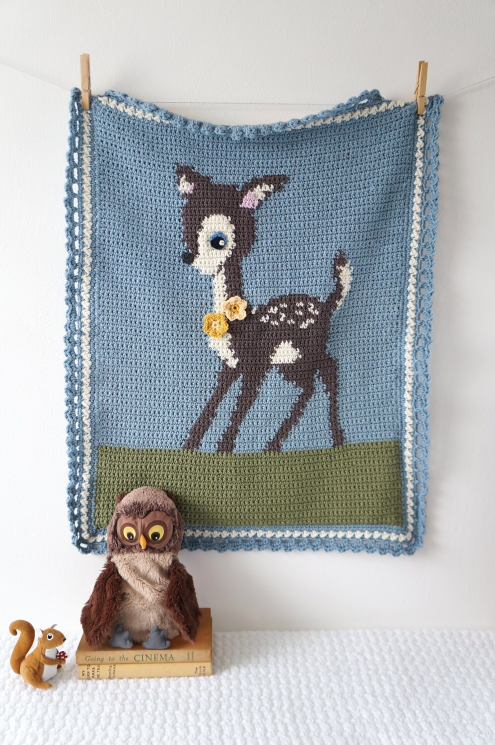Deer Crochet Blanket Baby Afghan Pattern Woodland Theme Etsy