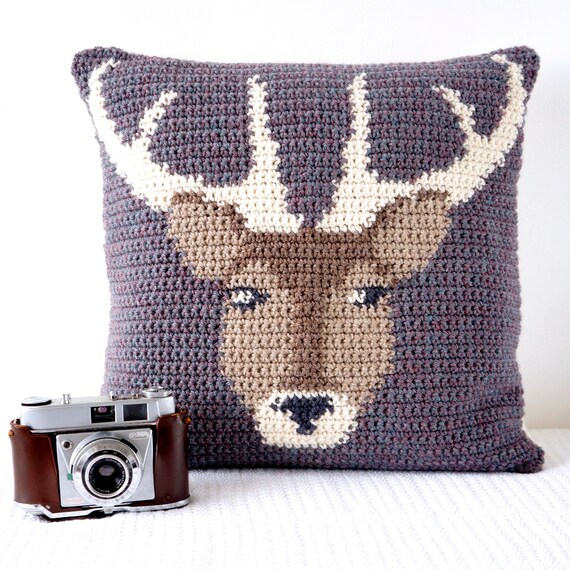 Stag Crochet Pattern Deer Crochet Stag Cushion Crochet Etsy