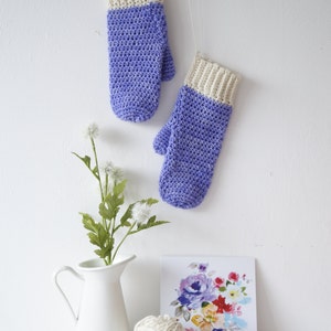 Periwinkle Mits Crochet Pattern PDF Mitten Winter Gloves Written Tutorial Warm Woolens image 2